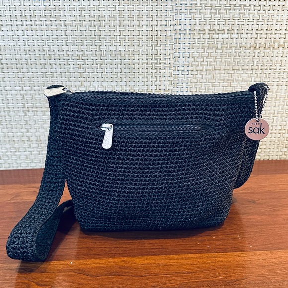 🌟HP🌟VTG 2000s The Sak Black Mini Crochet Shoulder Bag - Picture 9 of 10